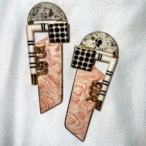 Ceramic Memphis 80s new wave earrings vintage